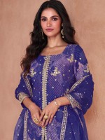 Royal Blue Faux Georgette Party Wear Sharara Suit